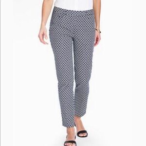 Talbots Geo Flower Embroidered Silk Blend Crop Dress Pants Black and White Sz 8
